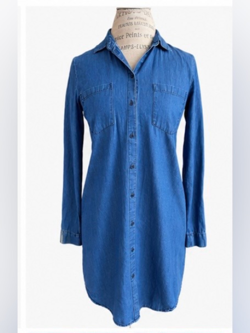 JDY Chambray Denim Button Front Shirt Dress Small